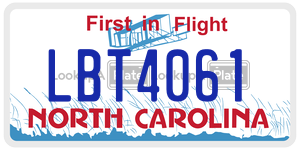 LBT4061 license plate in North Carolina