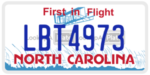 LBT4973 license plate in North Carolina