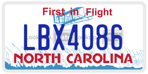 LBX4086 license plate in North Carolina
