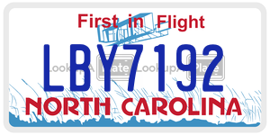 LBY7192 license plate in North Carolina