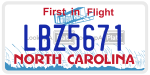 LBZ5671  license plate in NC