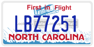 LBZ7251  license plate in NC