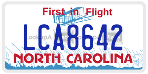 LCA8642 license plate in North Carolina