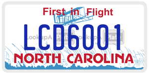 LCD6001 license plate in North Carolina