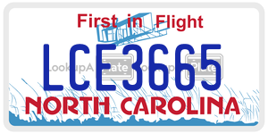 LCE3665 license plate in North Carolina