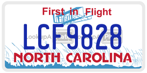 LCF9828  license plate in NC