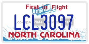 LCL3097 license plate in North Carolina