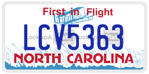 LCV5363 license plate in North Carolina