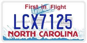 LCX7125 license plate in North Carolina