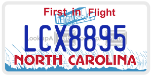 LCX8895 license plate in North Carolina