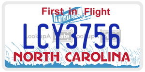 LCY3756  license plate in NC