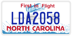 LDA2058  license plate in NC