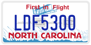 LDF5300 license plate in North Carolina