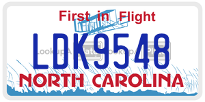 LDK9548  license plate in NC