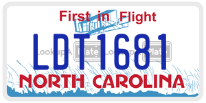 LDT1681 license plate in North Carolina