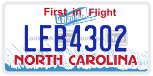 LEB4302 license plate in North Carolina