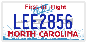 LEE2856  license plate in NC