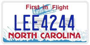 LEE4244 license plate in North Carolina