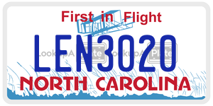 LEN3020  license plate in NC