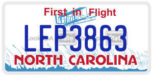 LEP3863 license plate in North Carolina
