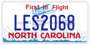 LES2068  license plate in NC