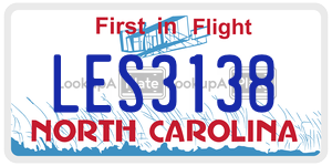 LES3138  license plate in NC