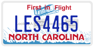 LES4465  license plate in NC