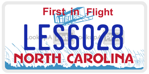 LES6028  license plate in NC