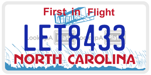 LET8433  license plate in NC