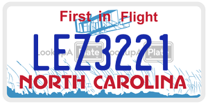 LEZ3221 license plate in North Carolina