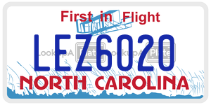 LEZ6020  license plate in NC
