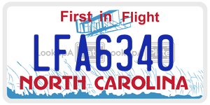LFA6340 license plate in North Carolina