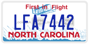 LFA7442 license plate in North Carolina