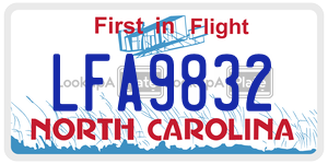 LFA9832 license plate in North Carolina