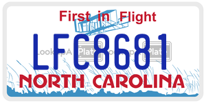 LFC8681 license plate in North Carolina