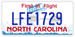LFE1729  license plate in NC