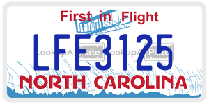 LFE3125 license plate in North Carolina