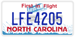 LFE4205 license plate in North Carolina