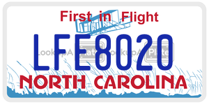 LFE8020 license plate in North Carolina