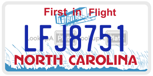 LFJ8751  license plate in NC