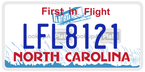 LFL8121 license plate in North Carolina