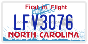 LFV3076  license plate in NC