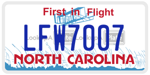 LFW7007 license plate in North Carolina