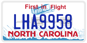 LHA9958  license plate in NC
