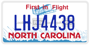 LHJ4438  license plate in NC