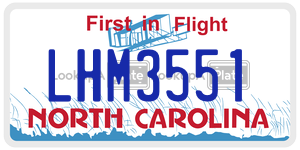 LHM3551 license plate in North Carolina