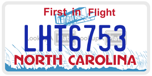 LHT6753  license plate in NC