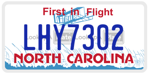 LHY7302 license plate in North Carolina