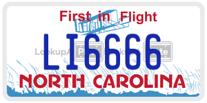 LI6666  license plate in NC