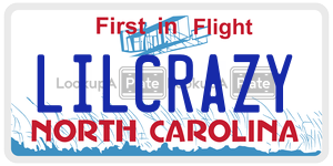 LILCRAZY license plate in North Carolina